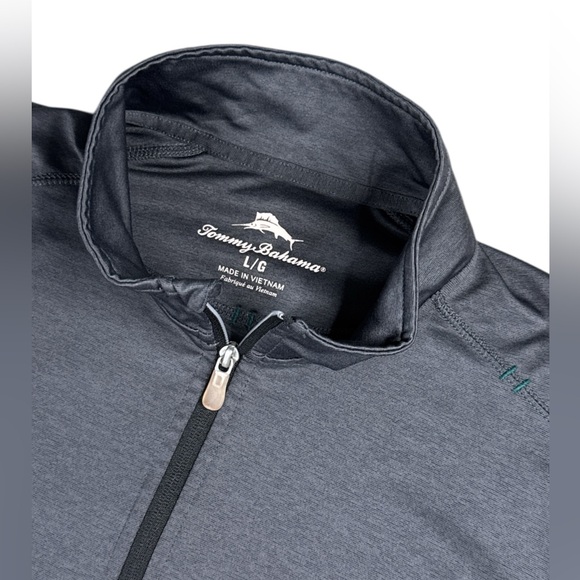 Tommy Bahama Performance Quarter Zip Men’s Large Dark Grey Pullover Activwear - Picture 4 of 11